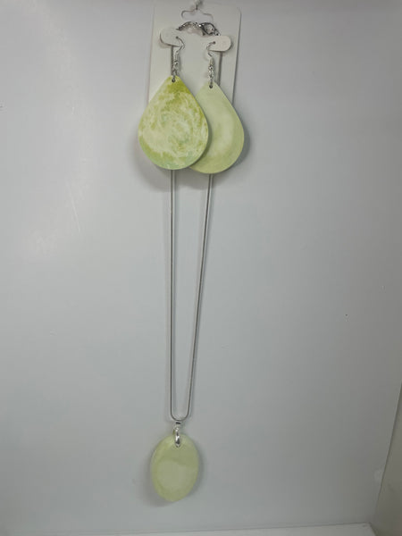 Ceramic Necklace Earring Set-yellow