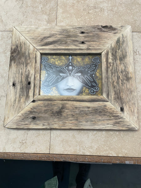 Handmade Wood Picture frames w/Air brush picture Rick Dantzler-Madi Gra Mask