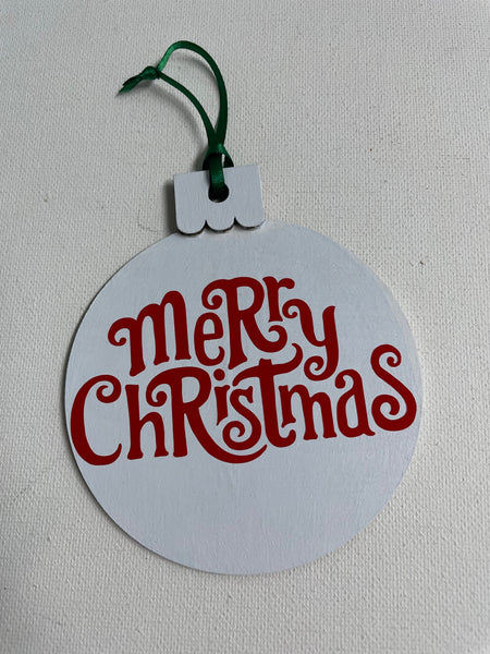 4"Round Wood Christmas Ornaments Western S Chicks & Ts-Red Merry Christmas