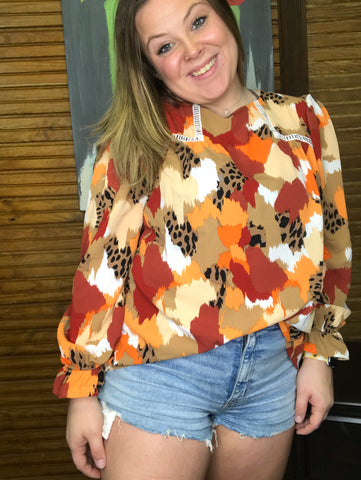 Leopard and Different Colors Splattered Shirt
