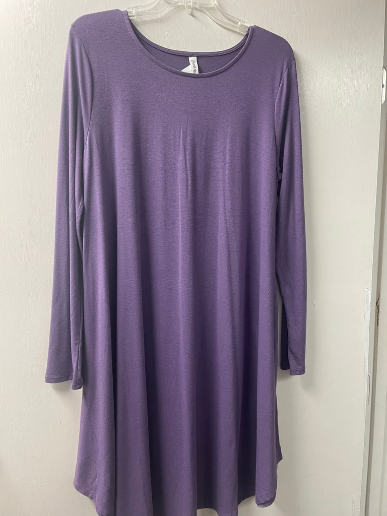 Zenana Premium Light Weight Long Sleeve Dress w/pockets Shirley Ollison