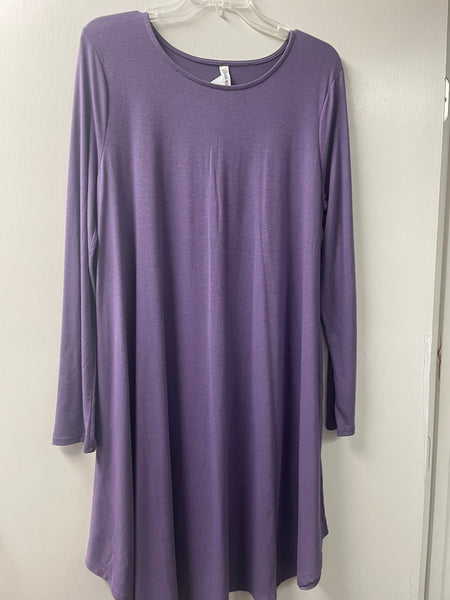 Zenana Premium Light Weight Long Sleeve Dress w/pockets Shirley Ollison