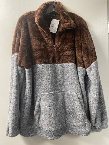 Zenana XL Brown/Gray Sherpa Jacket w/pockets
