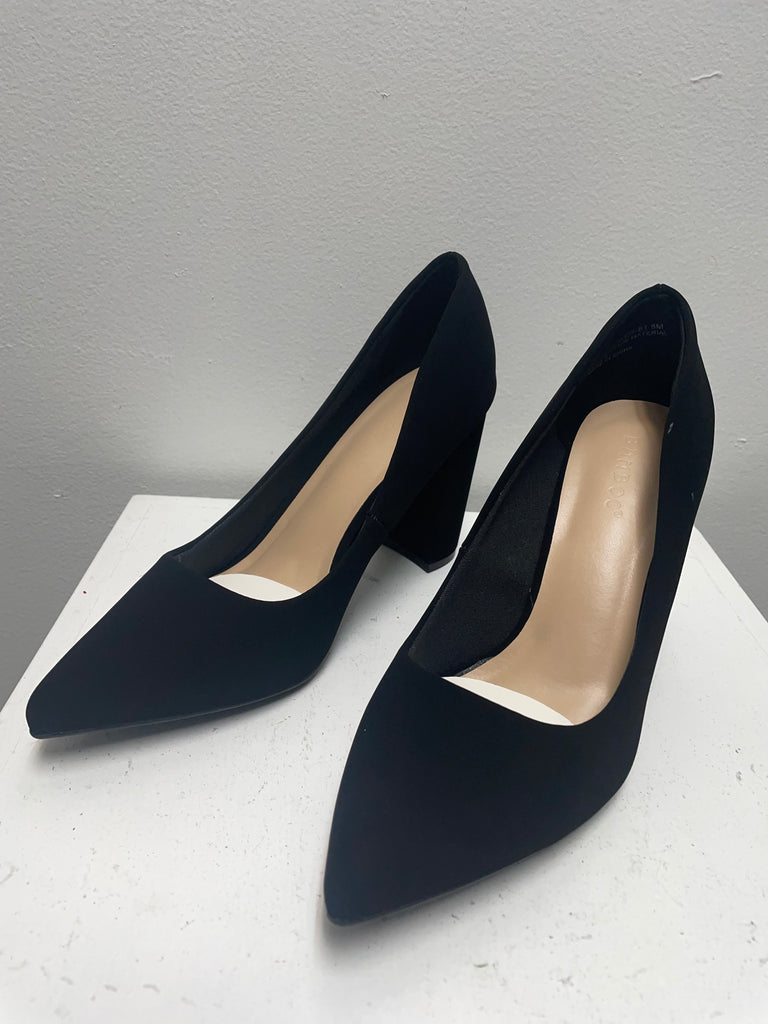 Bamboo Black Suede Heels