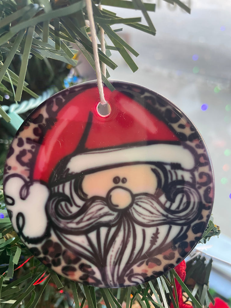 3"round Christmas ceramic Ornaments-Santa face