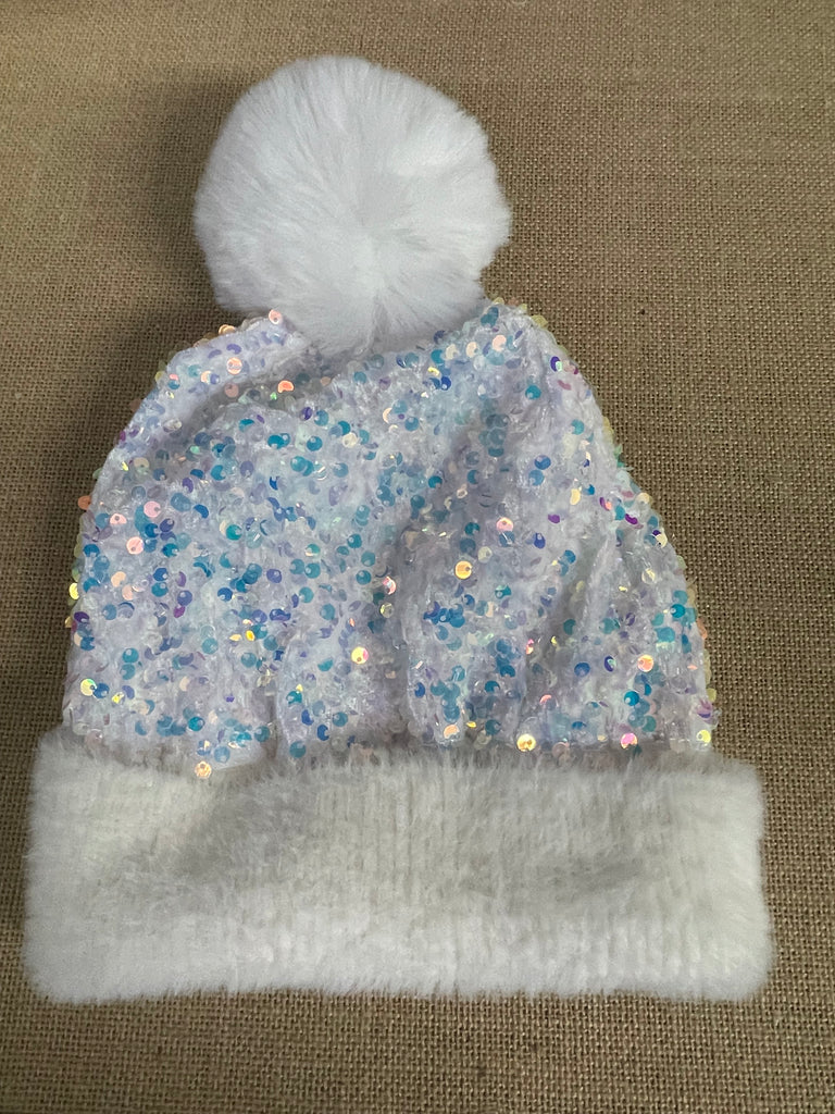 Sequin sparkly Beanies-white