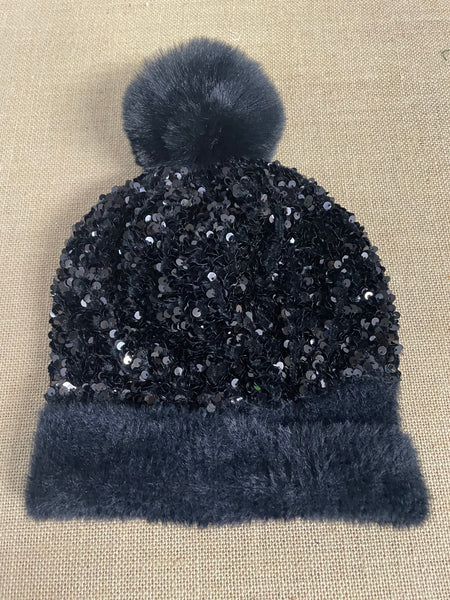Sequin sparkly Beanies-black