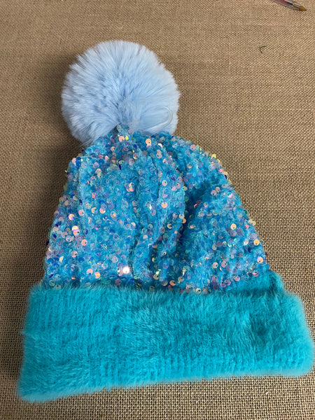 Sequin sparkly Beanies-teal