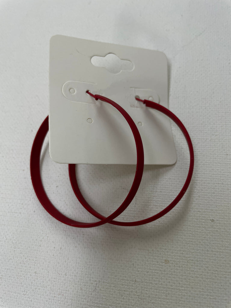 2" Large Red Hoop Earrings