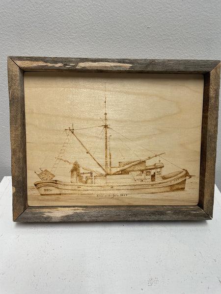 Hand-Made Wood Burned 8"x10" Framed Picture - Rustic Wall Art-ship