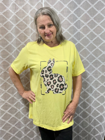 Leopard Bunny T-Shirts-Yellow