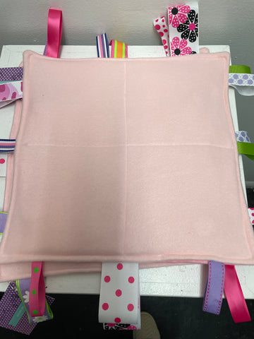 Baby Taggy Blanket 10x10 - Handmade Sensory Lovey | Assorted Colors