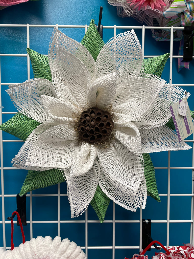 20"x20" White/Green Poinsette wreath