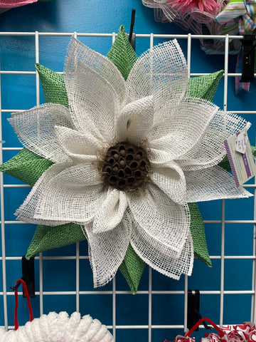 20"x20" White/Green Poinsette wreath