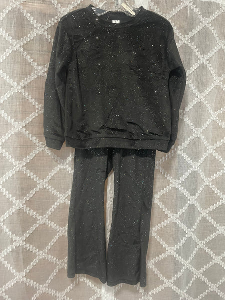 Girls Black & Glitter Pant Set