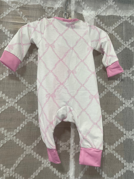 Girls White Romper w/Pink cuffs & Front ZipUp