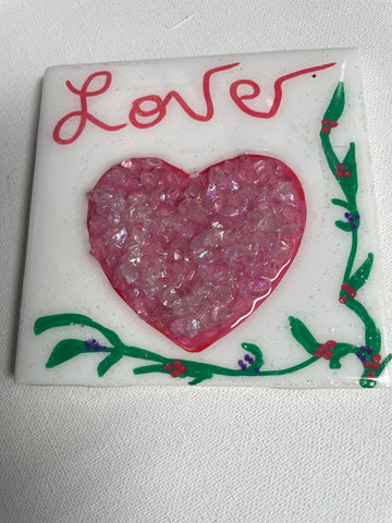 Ceramic Heart Shelf Sitter 4x4 Decorative Resin Figurine Love Home Decor