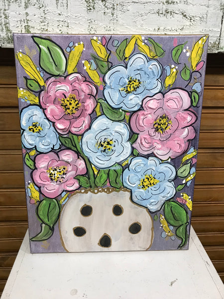 11 x 14 Painted Floral Canvas