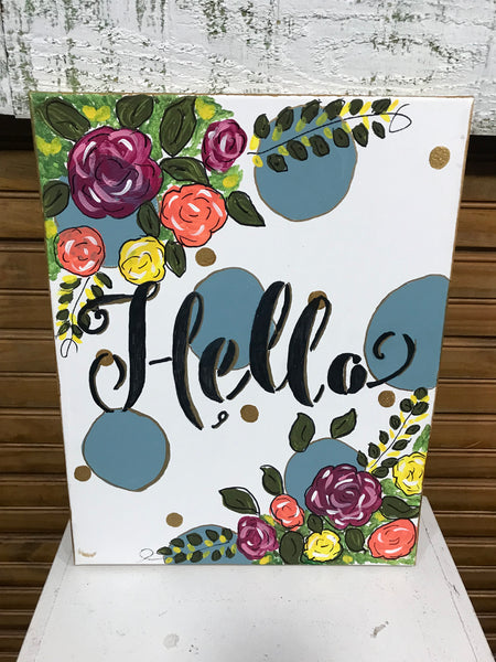 11 x 14 "Hello" Painted Canvas