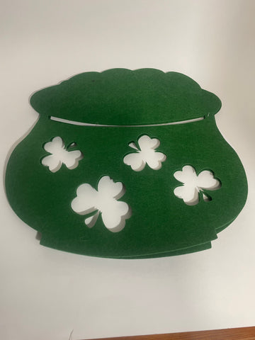 Set of 2 Green Pot Shape Placemats w/Clover cut out