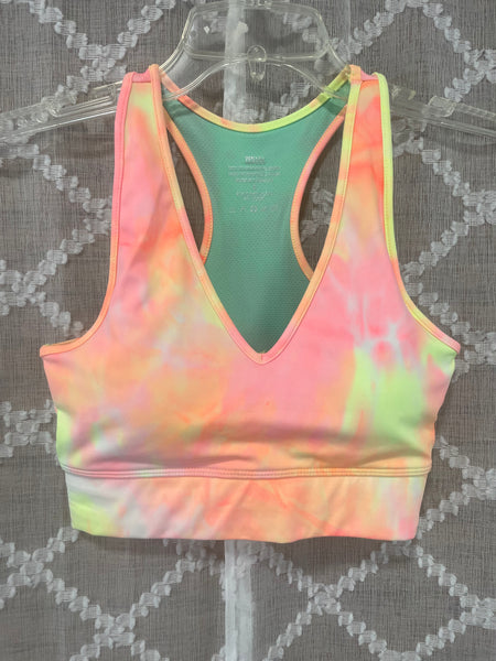 Zenana Tye Dye Work Out Attire-sports Bra-yellow orange pink