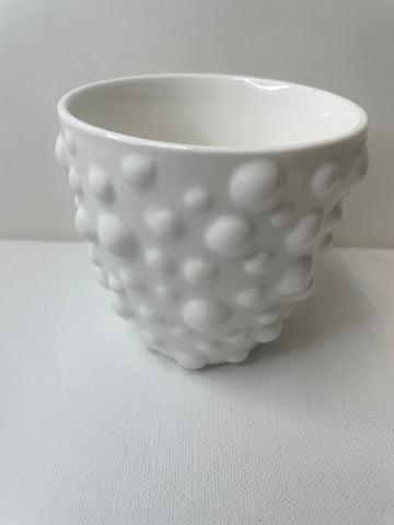 Small White Hob Nail Vase