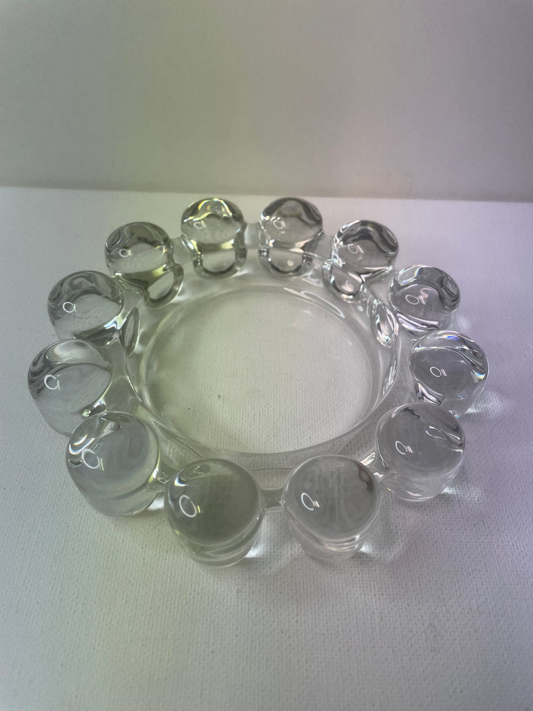 Crystal Bubble Glass Ashtray/holds candle 5 1/4"