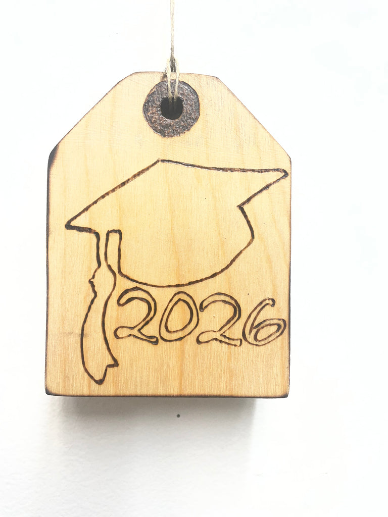 3"x4" 1/2" thick handmade wood Graduation 2026-Cap print OhhMy! Gifts and Things, LLC