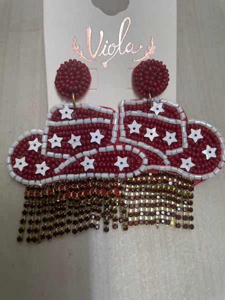 Cowgirl Hat w/stars & dangle rhinestones Stud Earrings OhhMy! Gifts and Things, LLC