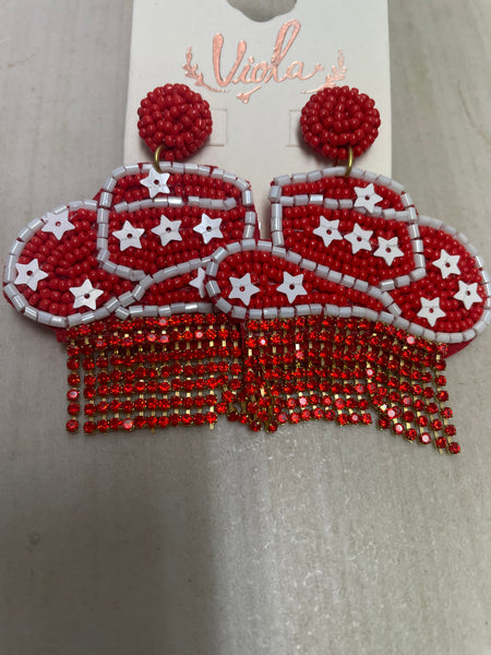 Cowgirl Hat w/stars & dangle rhinestones Stud Earrings OhhMy! Gifts and Things, LLC