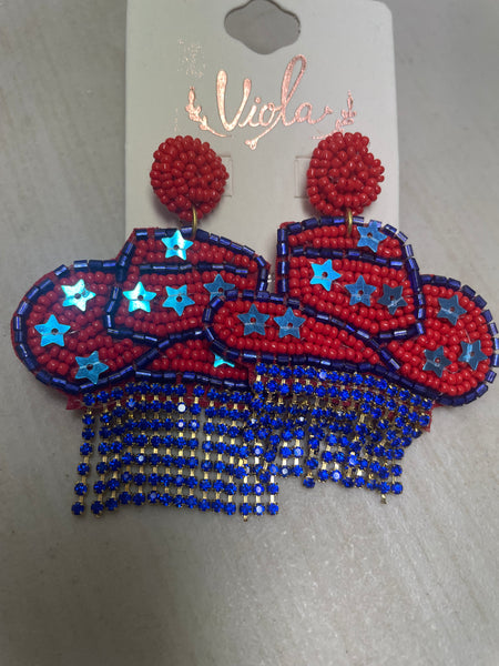Cowgirl Hat w/stars & dangle rhinestones Stud Earrings OhhMy! Gifts and Things, LLC