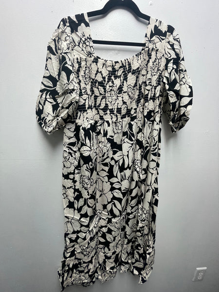 Southern Stitch Black White Floral Maxi Dress Women Long Elegant Casual OhhMy! Gifts and Things, LLC