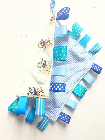 Baby Taggy Blanket 10x10 Handmade Jody Martin