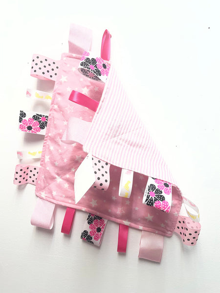 Baby Taggy Blanket 10x10 Handmade Jody Martin
