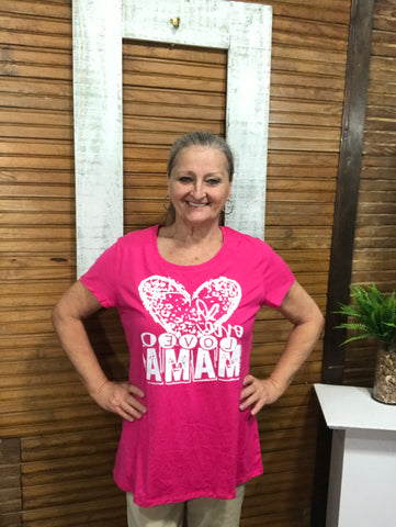 T-Shirt Pink/White Heart-One Loved Mama  