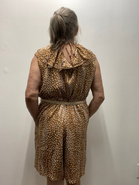 Grace & Emma Animal Print Brown Romper