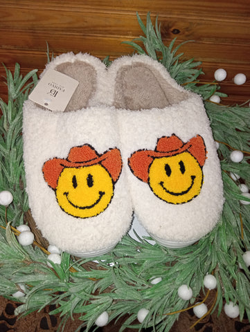 Smiley Face House Slippers-White/Orange Hat