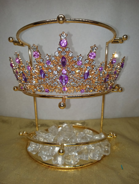 tiara/ gold with lavender stones
