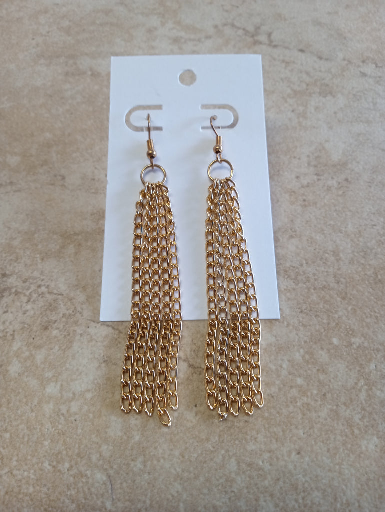 Gold Chain Fringe Dangle Earrings