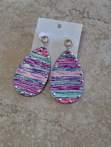 Multi-colored Stripped Earrings-pink