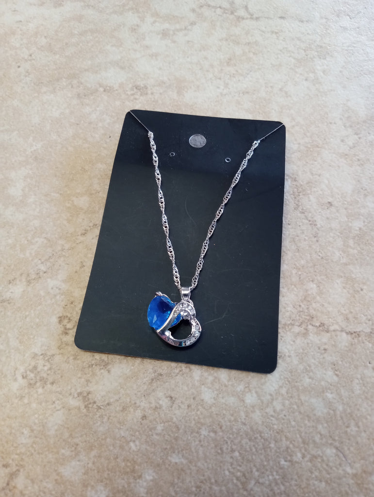 Blue Heart Charm Necklace