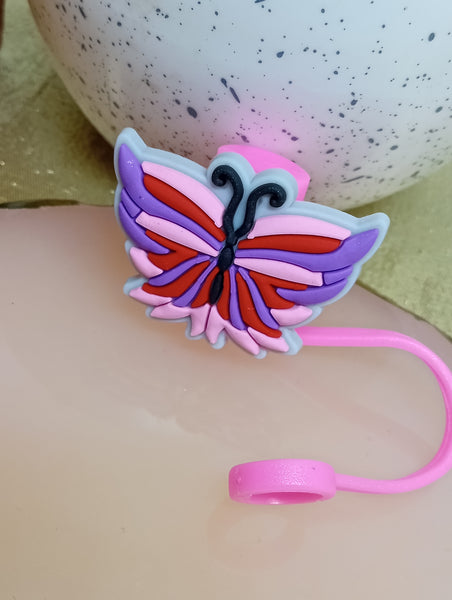 Purple Butterfly Straw Toppers