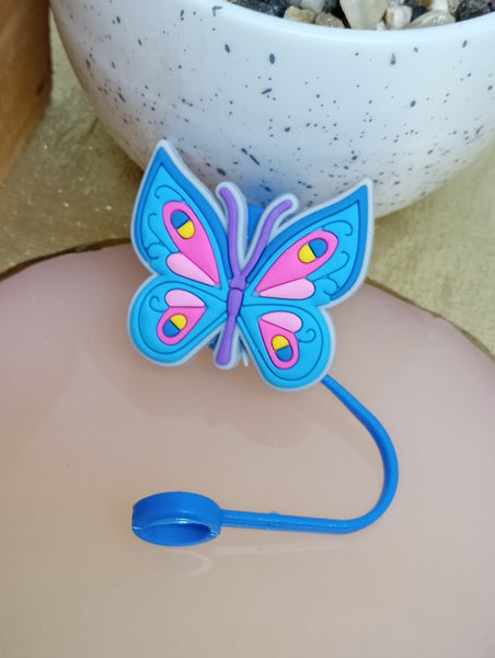 Blue  Butterfly Straw Toppers