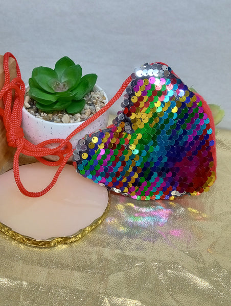 Multi Color Heart Shaped Sequin Mini Purse