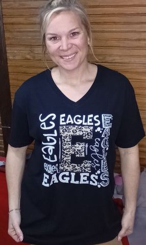 Eagles Typography Black T-Shirt