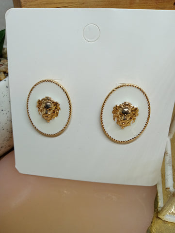 Stamped  Style Earrings-Lion