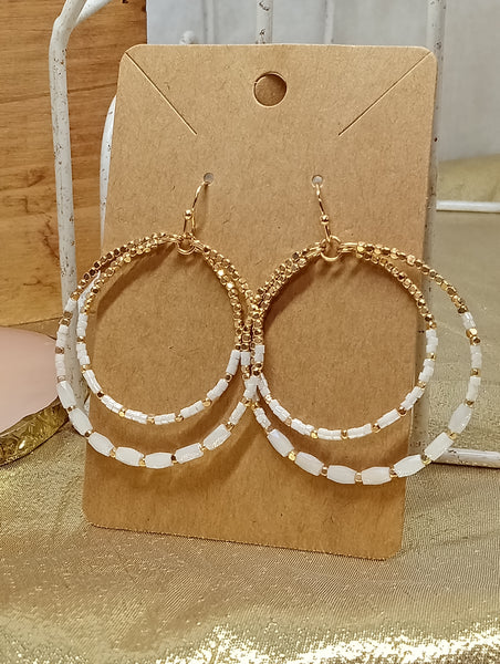 Assorted Gold Plated Earrings-Double Circles