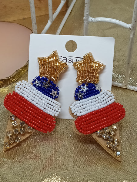 Red White Blue Style Earrings-Ice Cream
