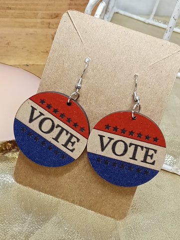Red White Blue Style Earrings-Vote