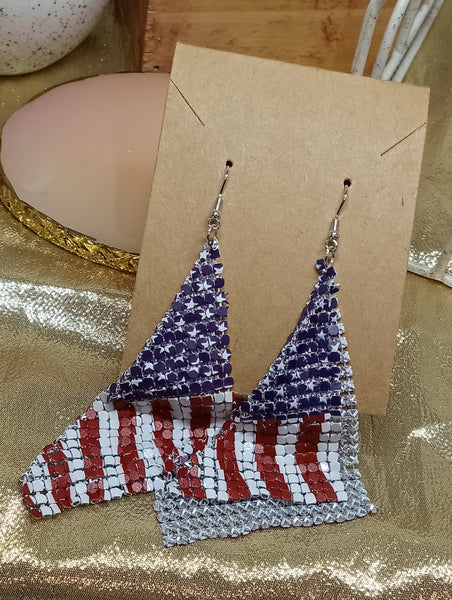 Red White Blue Style Earrings-Flags
